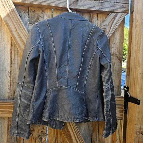 Michael Kors Distressed Leather Moto Jacket - Picture 4 of 13